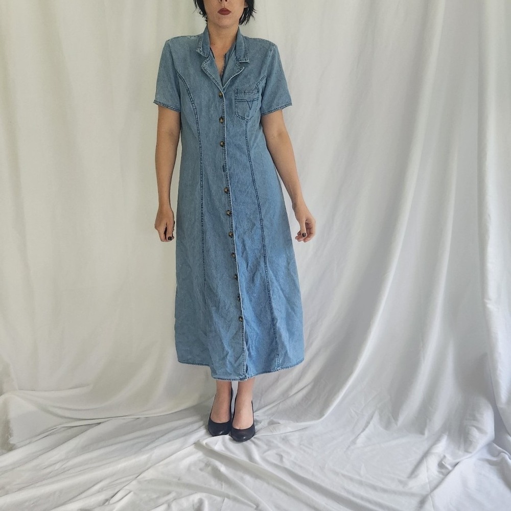 90s Denim Button Down Maix Dress